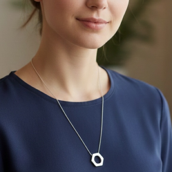 wa studio Jewelry - NWT Gold Tone Hexagon Necklace